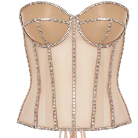PERFECT CORSET NY- CORSET WITH RHINESTONES BEIGE - Picture 1 of 5